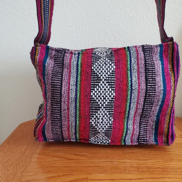 Handcrafted Colorful Striped Boho Women's Shoulder Bag - Picture 7 of 15